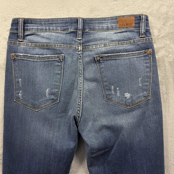Judy Blue Jeans Womens 11/30 Blue Denim Relaxed Fit Distressed Stretch JB8271DK - Picture 3 of 11